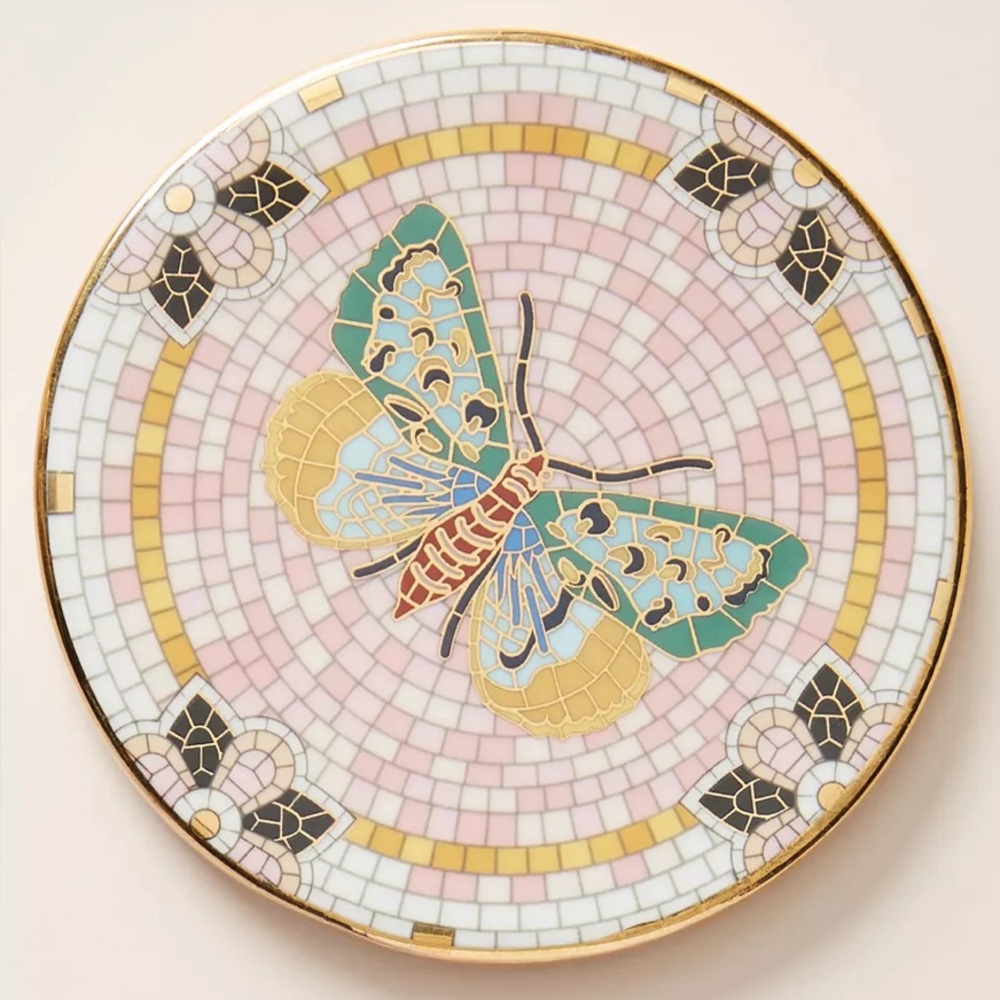 The Bistro Tile Stoneware Coaster: Garden Edition - Butterfly Print